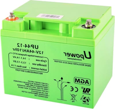 Oplaadbare Batterij - AGM Accu - Algemeen Gebruik - Onderhoudsvrij - 12V 44Ah - Zwart