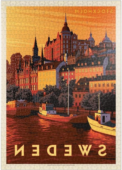 Legpuzzel Stockholm - Vintage Poster - Ontspannen Tijdverdrijf - Hoge Resolutie Print - 1000 Stukjes - Meerkleurig