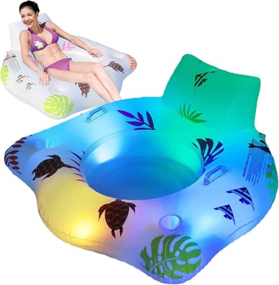 Opblaasbaar luchtbed - Zomer zwemband - Ontspannen in water - Met bekerhouders - 120 x 120 cm - Meerkleurig