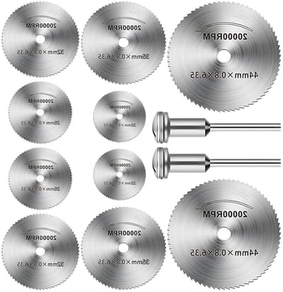 Set van 10 Metalen Cirkelzaagbladen voor Dremel - Multifunctionele Hoekslijper Gereedschap met 2.0 x 3.17 mm Staven - Geschikt voor het Snijden van Plastic - PVC - Hout en Zachte Metalen