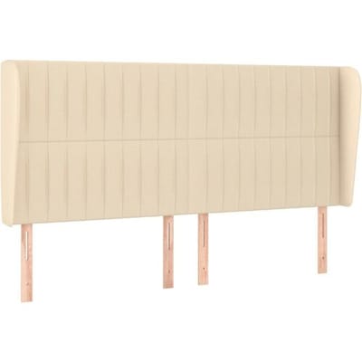 vidaXL - Hoofdbord - met - randen - 183x23x118/128 - cm - stof - crèmekleurig