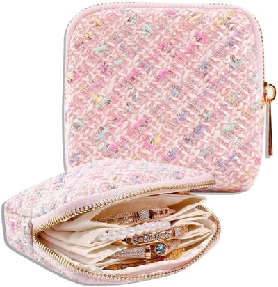 Dailygoods- Sieradendoosje Klein - Sieradenhouder Reis - Draagbaar Juwelendoosje - Sieradenetui Dames - Mini Sieradentas - Zes Vakken voor Accessoires