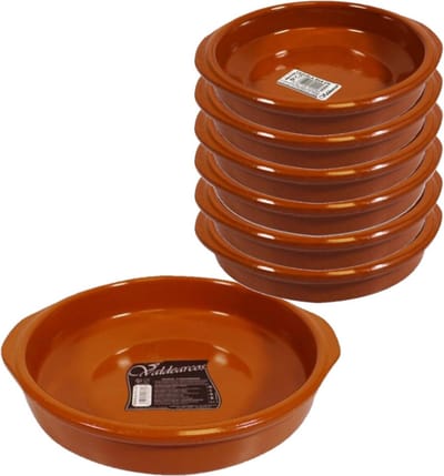 Set van 7x stuks tapas borden/ovenschalen Alicante - met handvatten - dia 26 en 16 cm - Serveerschalen - Tapasschalen
