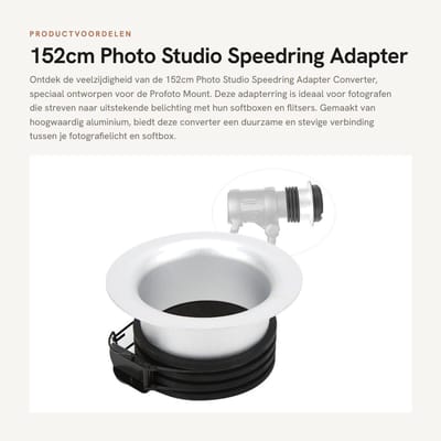 Dailygoods - 152cm Photo Studio Speedring Adapter Converter - Profoto Mount Softbox Adapter - Aluminium - Geschikt voor Profoto-montage - Altijd op fo...