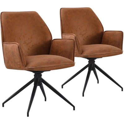 Set van 2 Jill Barkrukken - Verstelbaar - Velvet/Metal - 51x53x96-116 cm - Cognac