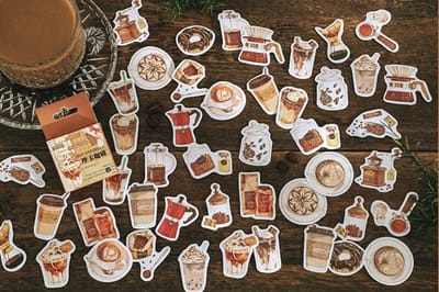 Koffie en Café Stickers - Set van 46 - Planner Agenda Stickers - Scrapbookdecoraties - Bujo Stickers - Geschikt voor Volwassenen en Kinderen