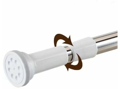 QTTVBTNA Douchegordijnstang Zonder Boren - Gordijnstang - Uitschuifbare - Wit - 50–80 cm – RVS Telescopische Klemstang - Universeel - Voor Badkamer, Raam & Kast