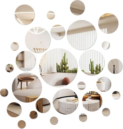 72 Stuks Ronde Spiegelstickers Set - Zelfklevende Acryl Wandspiegels in 5 Maten - Decoratie Woonkamer, Slaapkamer