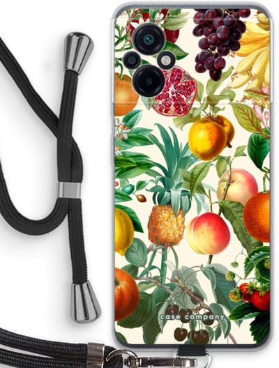 Case Company® - Hoesje met koord geschikt voor Xiaomi Poco M5 hoesje met Koord - Classic Flora - Telefoonhoesje met Zwart Koord - Bescherming aan alle Kanten en Over de Schermrand