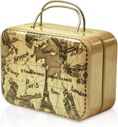 Mini-reisdozen 7,5 x 5,5 x 3,5 cm - bruine decoratieve koffer - perfect als geschenkdoos - ideaal voor bruiloften - ShopVlot