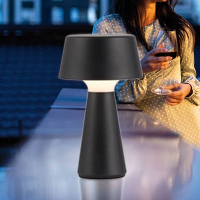 JUST LIGHT. GmbH JUST LIGHT. Abera zwarte kunststof IP54 LED oplaadbare tafellamp