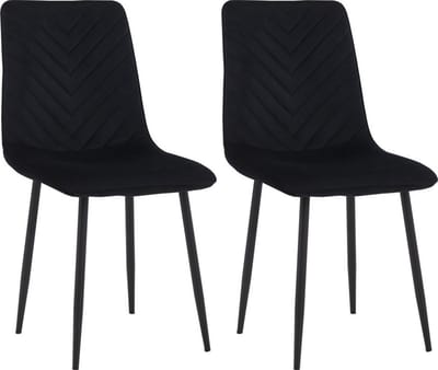 Colenis® - Senny Eetkamerstoel - Set Van 2 - Zwart - Fluweel - Industrieel - Eetkamerstoelen