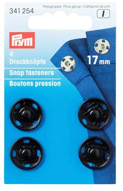 Aannaaidrukknopen 17 mm zwart 4 st. - Aannaaidrukknopen - Prym