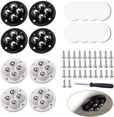 Dailygoody - Kleine Meubelwielen - Zelfklevend - Stil Verplaatsen - Zwart - Multifunctioneel - Voor Meubels en Opbergdozen - 8 Stuks