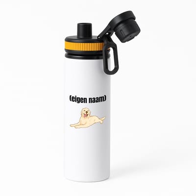 Hacebo® - liggende hond met eigen naam waterfles met draaidop oranje - Honden - honden liefhebbers - iemand die houdt van honden - verjaardag - cadeau - kado - water fles - 850ML