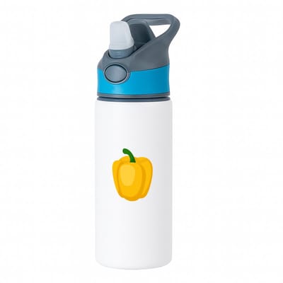 Hacebo® - Gele paprika waterfles met rietje blauw - Groente - Groente liefhebbers - Paprika - vruchtgroente - puntpaprika - water fles - 650ML