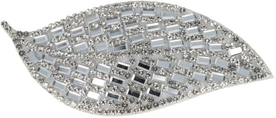 Haarsoires Haarspeld Klikklak 8cm - Blad Vorm - Glitter Steentjes - Zilver - Haarclip Speldjes - Makkelijk in Gebruik - Haaraccessoires voor Volwassenen & Kinderen - Hair Clip - Decoratieve Haaraccessoire