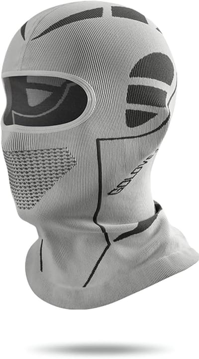 Professionele winter skicapuchon en bivakmuts, unisex, motorcapuchon, helmvoering, ademende nekwarmer, geschikt voor skiën, fietsen, motorrijden en andere sporten. Één maat, past iedereen.Zilvervosgrijs