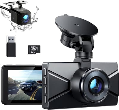 QORA® Dashcam voor Auto Voor en Achter - Dashcam - Zwart - 9cm x 4cm x 6cm