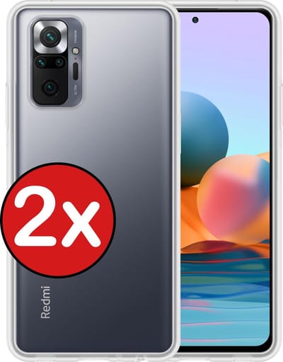 Hoesje - 2 Stuks - Geschikt voor Xiaomi Redmi Note 10 Pro - Sterk & Shockproof - Telefoonhoes - Back Cover - Case Siliconen - Telefoon Hoes - Transparant