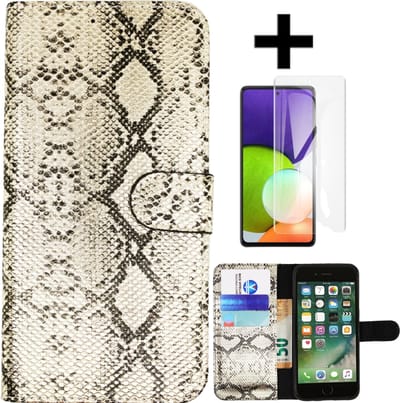 Hoesje Geschikt voor Apple iPhone 7/8 plus Stylish Wallet case Goud + gratis screen protector