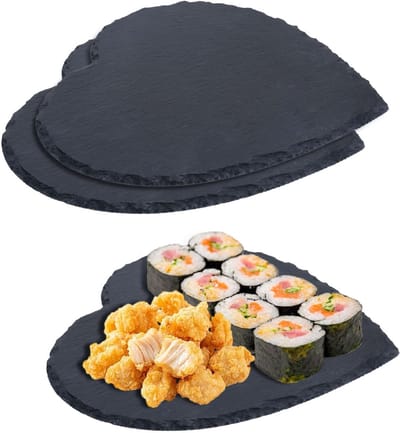 2 stuks leistenen platen, leisteen plaat serveerplaat, leisteen bord om te beschrijven, steenplaat leisteen plaat 20 x 20 cm, voor sushi, serveerschaal voor kaas, tafelblad voor levensmiddelen