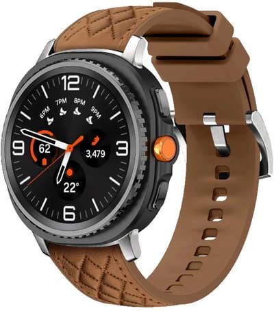 Strap-it diamond leren hybrid bandje smartwatchband geschikt voor Samsung Galaxy Watch 9 (40/44mm) / Watch 8 (40/44mm) / 8 Classic (46mm) - bruin