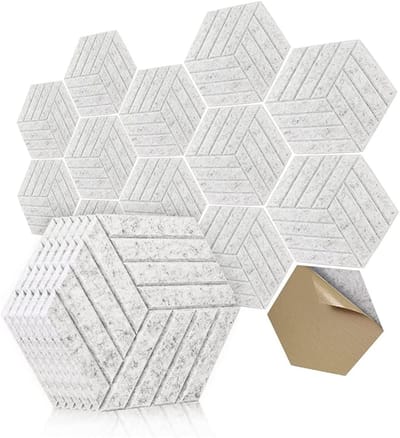 Geluidsisolatie Panelen - Akoestische Tegels - Studio Kantoor - Zeshoekig Ontwerp - 175 Cm - Zilvergrijs