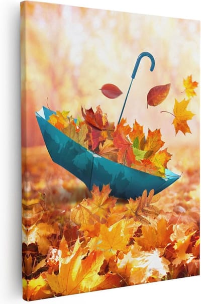 Artaza Canvas Schilderij Herfstbladeren - 40x50 cm - Wanddecoratie Herfst - Muurdecoratie Natuur - Kamer Accessoires