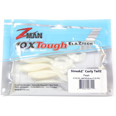 Zman Soft Lure StreakZ Curly 4 Inch 5/Pack Parel (7111) white