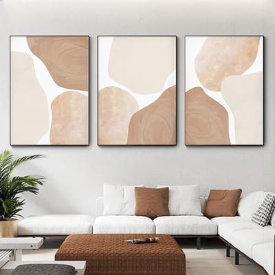 Canvas Posters Set - Abstracte Kunst - Woonkamer Decoratie - Moderne Geometrische Vormen - 3 Delig 60x90cm - Multicolor