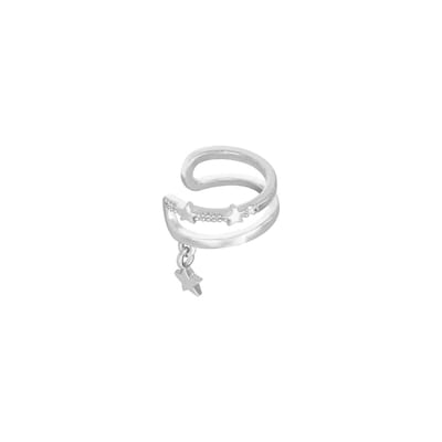 Yehwang - Earcuff - Stars - Zilverkleurig - Dubbele Earcuff met Sterretjes - Koper+Zirkonium
