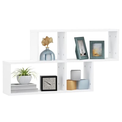 vidaXL - Wandschap - 100x18x53 - cm - bewerkt - hout - wit