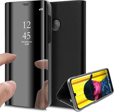 Spiegel Hoesje geschikt voor Huawei P Smart (2019) Kunstlederen Wallet Book Case van iCall - Zwart