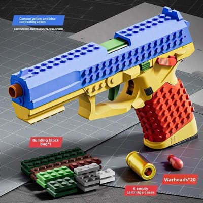 Sig17 Bouwstenen Speelgoedpistool Automatisch Vurend Uitwerpende Huls Blowback Zachte Kogel Pistool Buitenspel Oorlogspel Voor Jongens Volwassenen Cadeau
