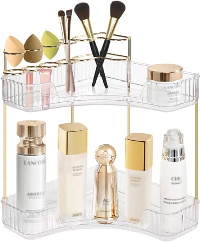 Transparante Make-up Organizer met 2 Niveaus voor Huidverzorging en Badkamer