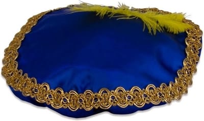 Witbaard Pietbaret Met Veer Satijn Blauw One-size