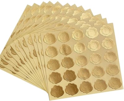 Golden crown - Zegelstickers - Zelfklevende envelopzegels - Goud - Hartvormige stickers - Voor bruiloft en wenskaarten - 300 stuks