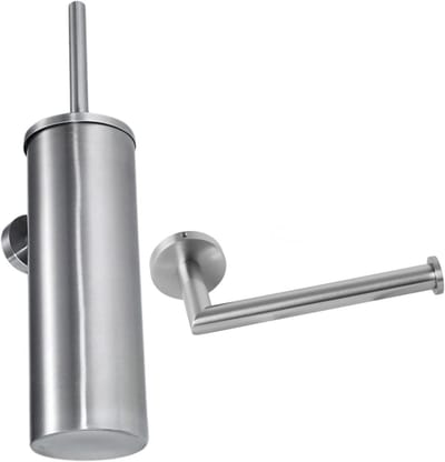 Toilet Borstel Houder RVS - Zilver - Toiletset 2-delig - Wc Borstel Houder - Toiletborstelhouder - Toiletrolhouder