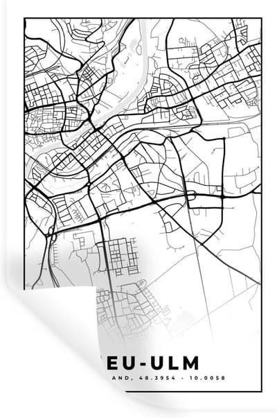 Muurstickers - Sticker Folie - Plattegrond - Kaart - Neu-Ulm - Stadskaart - 20x30 cm - Plakfolie - Muurstickers Kinderkamer - Zelfklevend Behang - Zelfklevend behangpapier - Stickerfolie