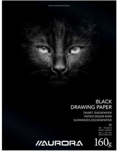 Aurora Tekenblok - Zwart tekenpapier - 240x315 mm - 160g - 20 vel