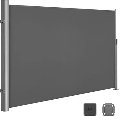 ACAZA Windscherm - Tuinscherm - 400 x 160 cm (L x H) - ALUMINIUM - Donkergrijs - Windscherm uittrekbaar - Tuinafscheiding - Tuinscherm uittrekbaar - Tuinschermen - Privacyscherm - Tuinafsluiting - Windscherm terras - Zonnescherm Balkon