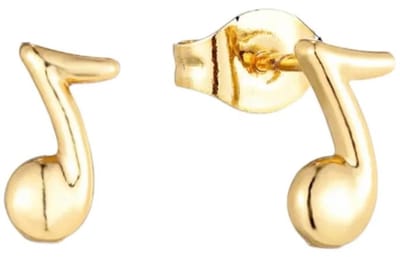 Aramat Jewels | Oorbellen | Goudkleurige Stalen Muzieknoot Oorbellen 8x6mm RVS | | | |8mm | Staal | Kinderen, Volwassenen | Verkleurd niet