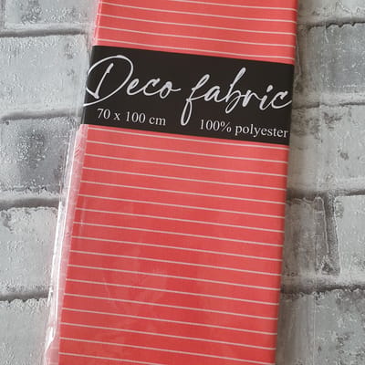 Deco Stof, 100% Polyester, quilten, patchwork, embroidery, 70 x 100 cm, Patroon roze/rood met strepen