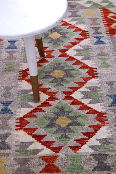 Kleurrijk Tapijt Laagpolig Handgeweven Wollen Vloerkleed - Koho Afghan Kelim 128x80 - 128x80cm- Modern - Woonkamer - Salon - Slaapkamer - Eetkamer