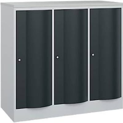 C+P Garderobekast Resisto, 3 vakken, 3 legborden, B 1148 x D 540 x H 1077 mm, lichtgrijs/antracietgrijs