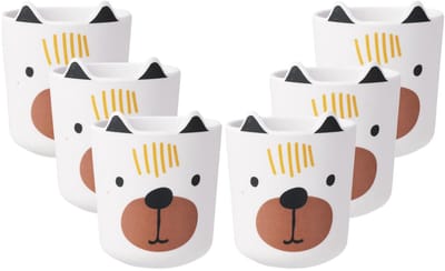 Excellent Houseware onbreekbare kinder drinkbekers - honden thema - 6x stuks - melamine kunststof - 7 x 9 cm - peuters