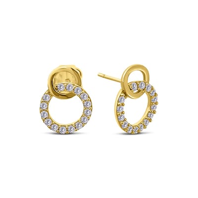 New Bling 9NBSAM-G230277 Gouden Oorknopjes met Zirkonia Cirkels - 11,8x9mm - 14 Karaat - Goud