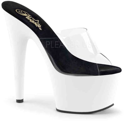 Pleaser - ADORE-701UV Muiltjes - Paaldans schoenen - 39 Shoes - Transparant/Zwart