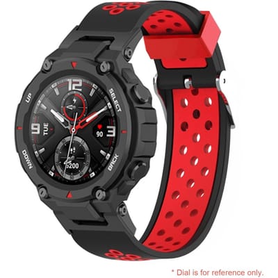Bracelet de Montre en Silicone Compatible avec Huami Amazfit T Rex   T Rex Pro Bracelet de Rechange pour Série Huami Black & Red red